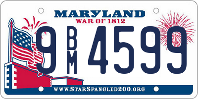 MD license plate 9BM4599