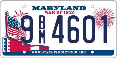 MD license plate 9BM4601