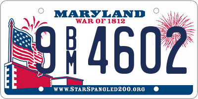 MD license plate 9BM4602