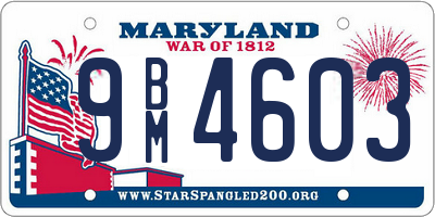 MD license plate 9BM4603