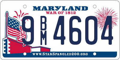 MD license plate 9BM4604