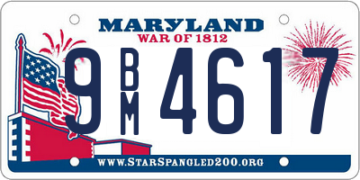 MD license plate 9BM4617