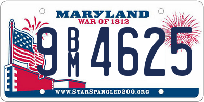 MD license plate 9BM4625