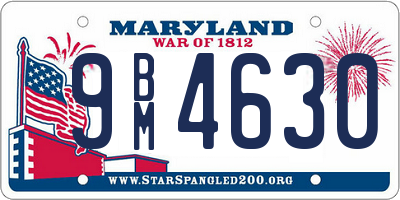 MD license plate 9BM4630