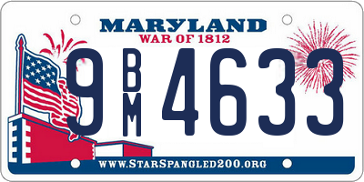 MD license plate 9BM4633