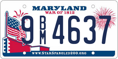 MD license plate 9BM4637
