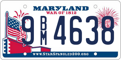 MD license plate 9BM4638