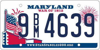 MD license plate 9BM4639