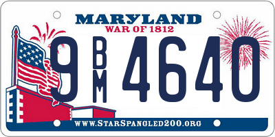 MD license plate 9BM4640