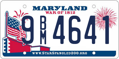 MD license plate 9BM4641