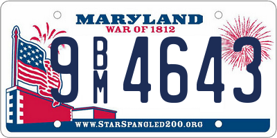 MD license plate 9BM4643