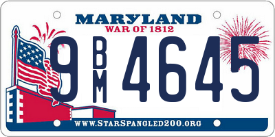 MD license plate 9BM4645
