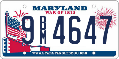 MD license plate 9BM4647