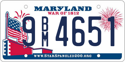 MD license plate 9BM4651