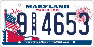 MD license plate 9BM4653