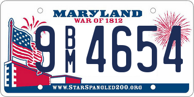 MD license plate 9BM4654