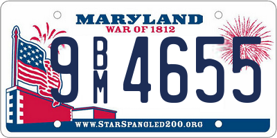 MD license plate 9BM4655