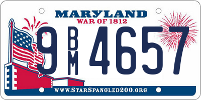 MD license plate 9BM4657