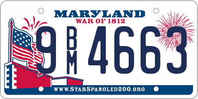 MD license plate 9BM4663
