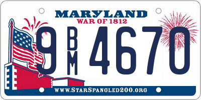 MD license plate 9BM4670