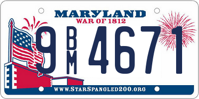 MD license plate 9BM4671