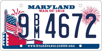 MD license plate 9BM4672
