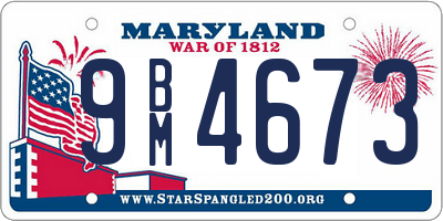 MD license plate 9BM4673