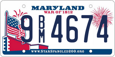 MD license plate 9BM4674