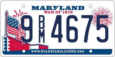 MD license plate 9BM4675
