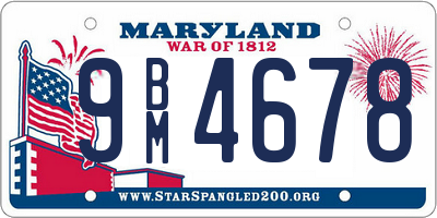 MD license plate 9BM4678