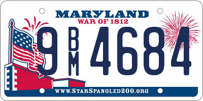 MD license plate 9BM4684