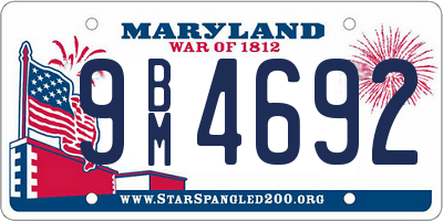 MD license plate 9BM4692