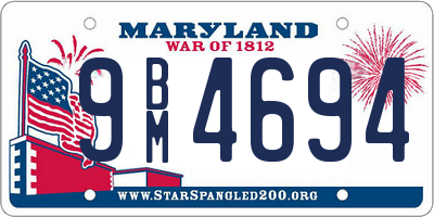 MD license plate 9BM4694