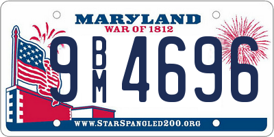 MD license plate 9BM4696