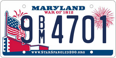 MD license plate 9BM4701