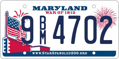 MD license plate 9BM4702