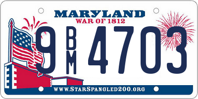 MD license plate 9BM4703