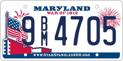 MD license plate 9BM4705