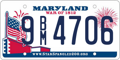 MD license plate 9BM4706