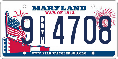 MD license plate 9BM4708