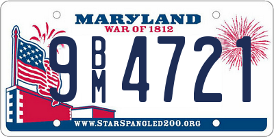 MD license plate 9BM4721