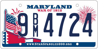 MD license plate 9BM4724