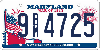 MD license plate 9BM4725