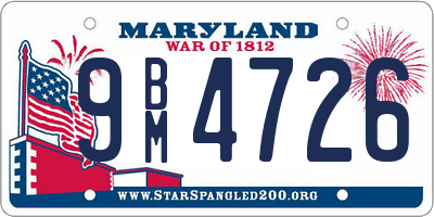 MD license plate 9BM4726