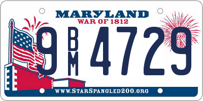 MD license plate 9BM4729