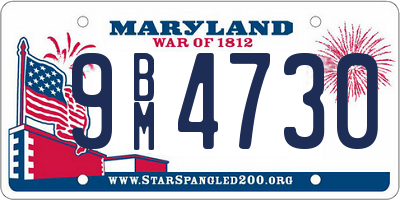 MD license plate 9BM4730