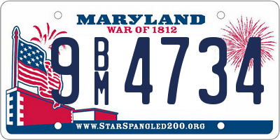 MD license plate 9BM4734