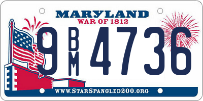 MD license plate 9BM4736