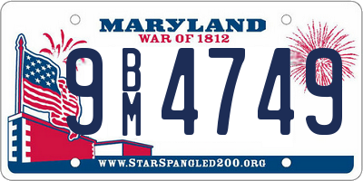 MD license plate 9BM4749