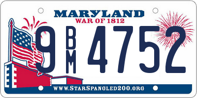 MD license plate 9BM4752